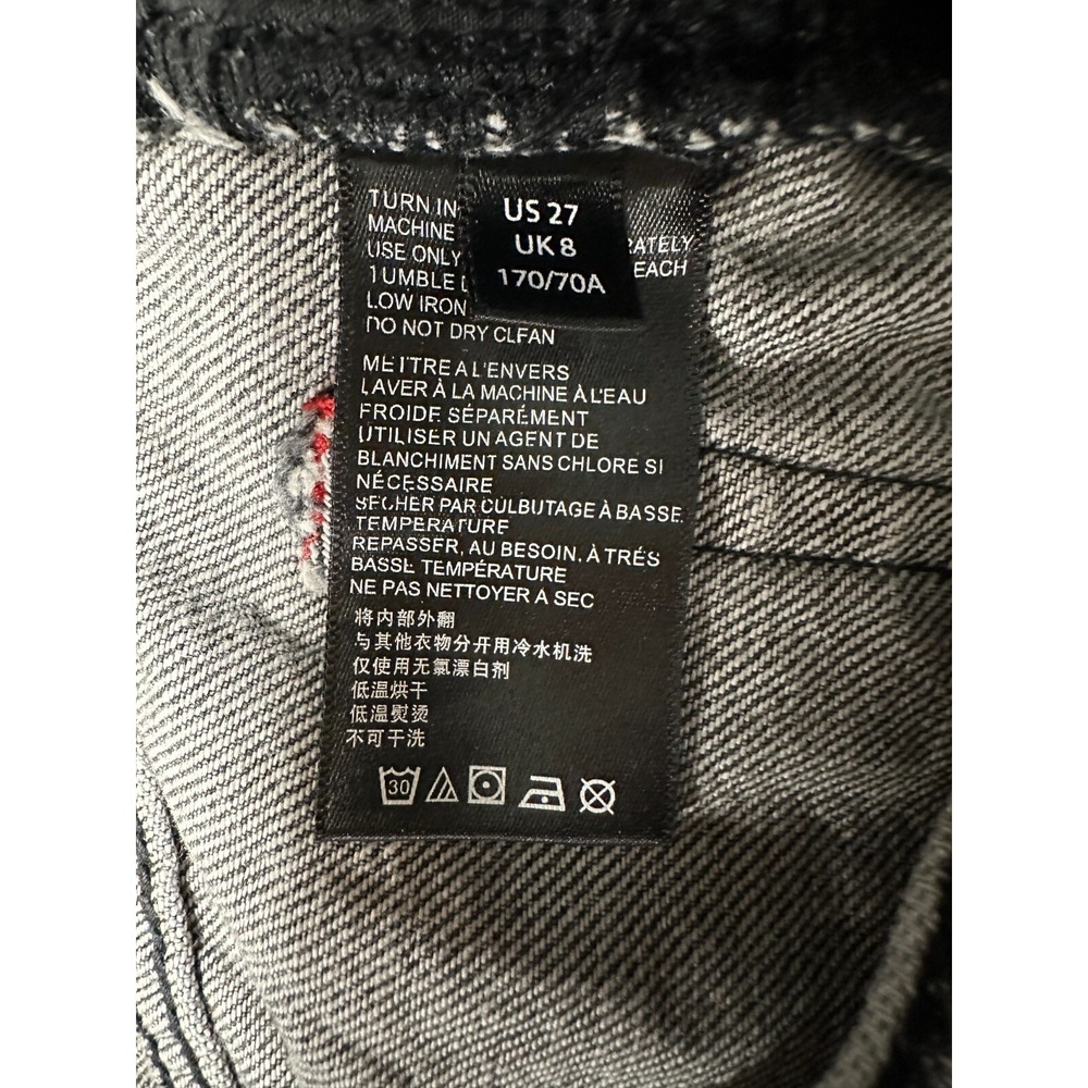 BDG Slim Straight Jeans 27 Black Distressed Ripped High Rise Grunge Streetwear - Picture 13 of 14
